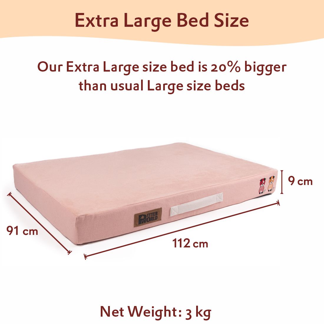 Orthopedic Mattress Bed (COVER ONLY) - Peach Pearl