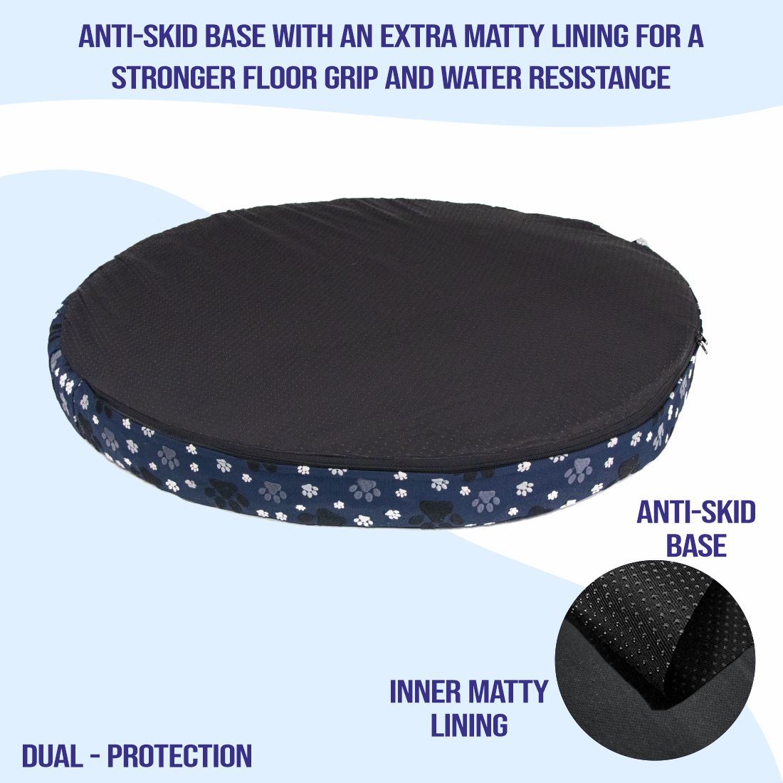 Round Foam Mattress (COVER ONLY) - Ensign Blue