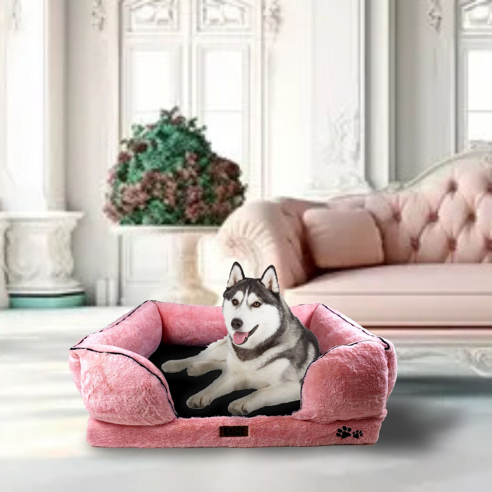 PetterWorld Pet Beds Orthopedic Sofa Bed with Sherpa fur Cover