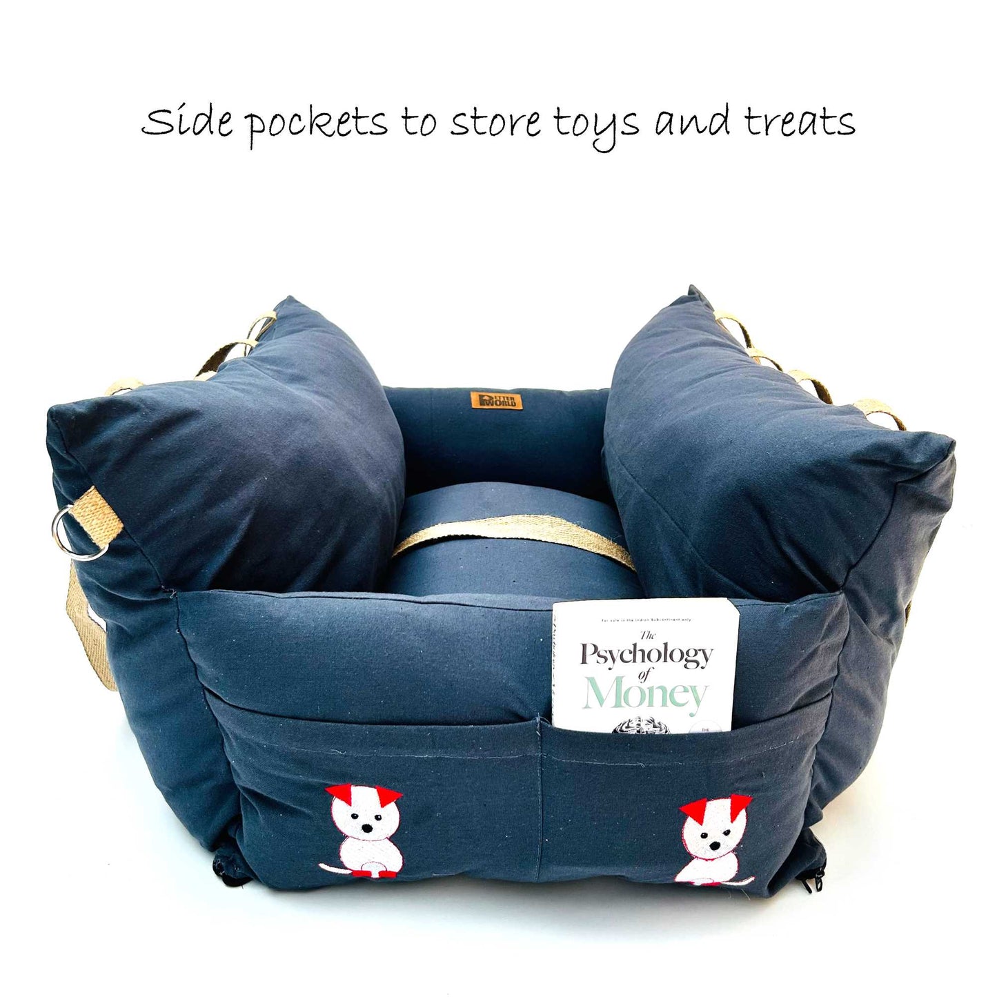 Dog Car Travel Bed with Safety Leash – Washable, Secure & Comfortable (3 Sizes Available)