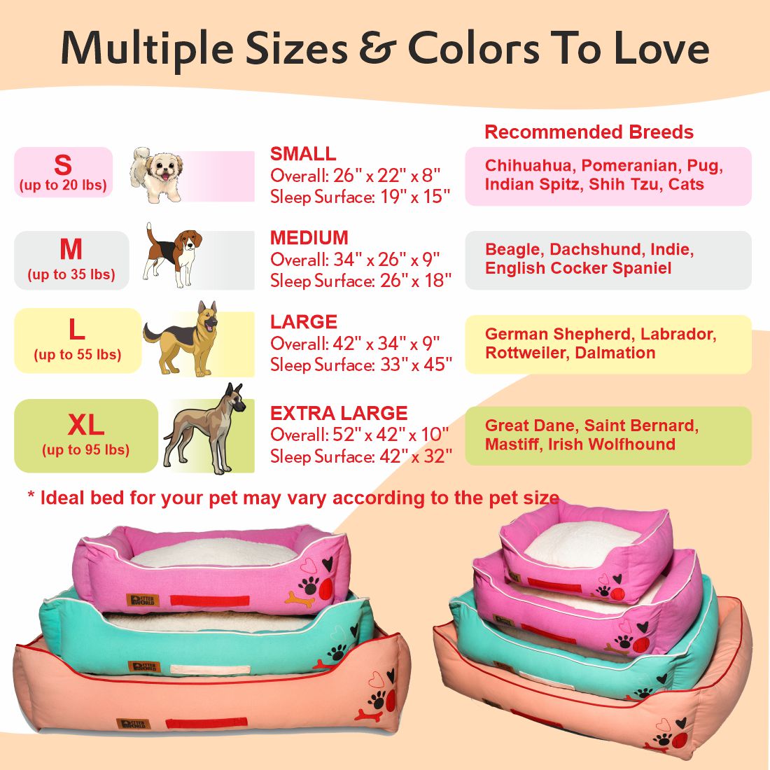 Luxury Peach Pearl Lounger Bed with Removable Cushion