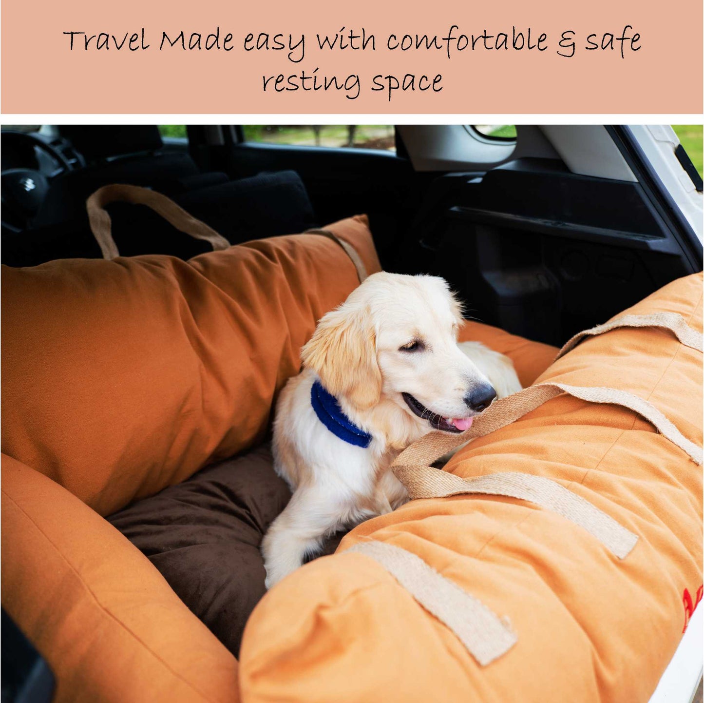 Dog Car Travel Bed with Safety Leash – Washable, Secure & Comfortable (4 Sizes)