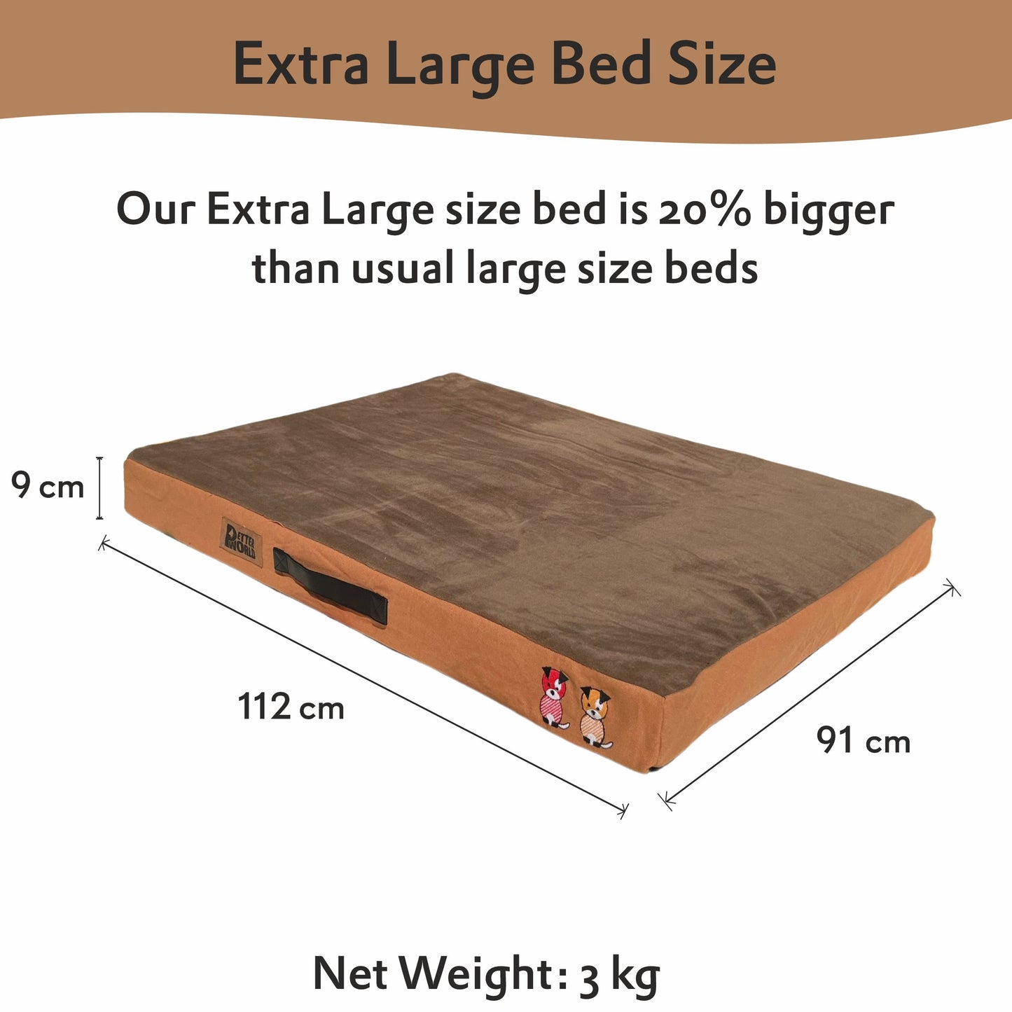 Orthopedic Mattress Bed (COVER ONLY) - Mocha Brown