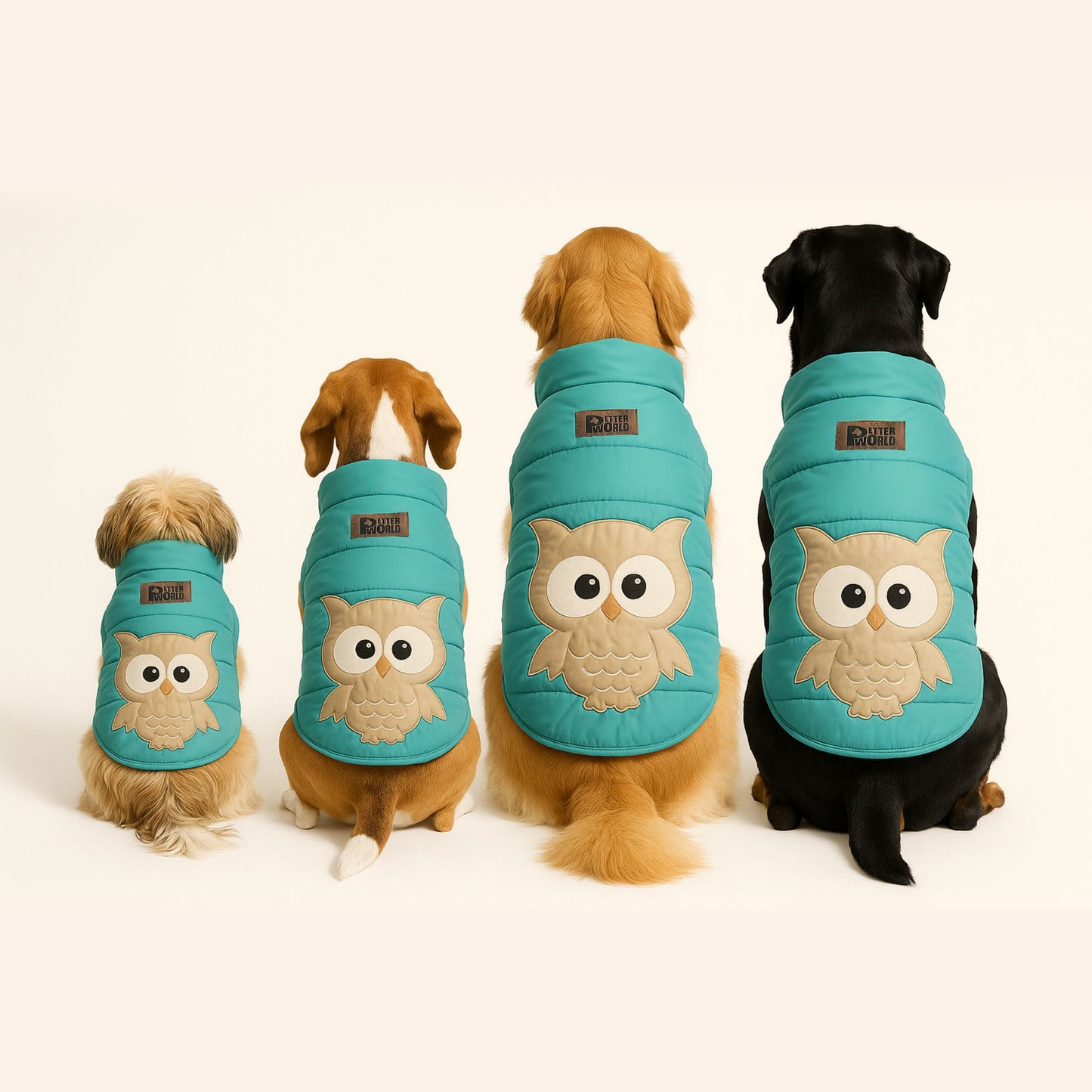 Petter World ArcticGuard Owl Jacket – Ultra-Warm Puffer Winter Coat for Dogs | Insulated, Lightweight & Water-Resistant | Easy Velcro Closure | Perfect for Cold Weather & Outdoor Walks