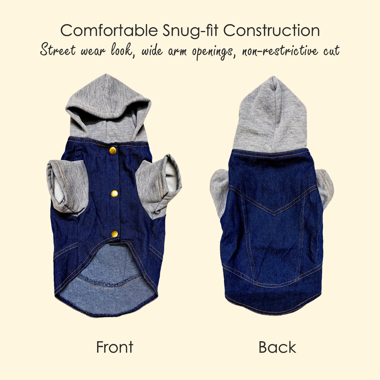 Petter World Pawluxe Denim Jacket – Premium Winter Dog Coat | Blue Denim | Soft Velcro Closure