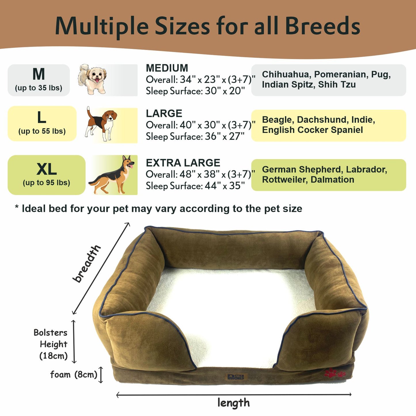 Orthopedic Sofa Bed (COVER ONLY) - Mocha Brown