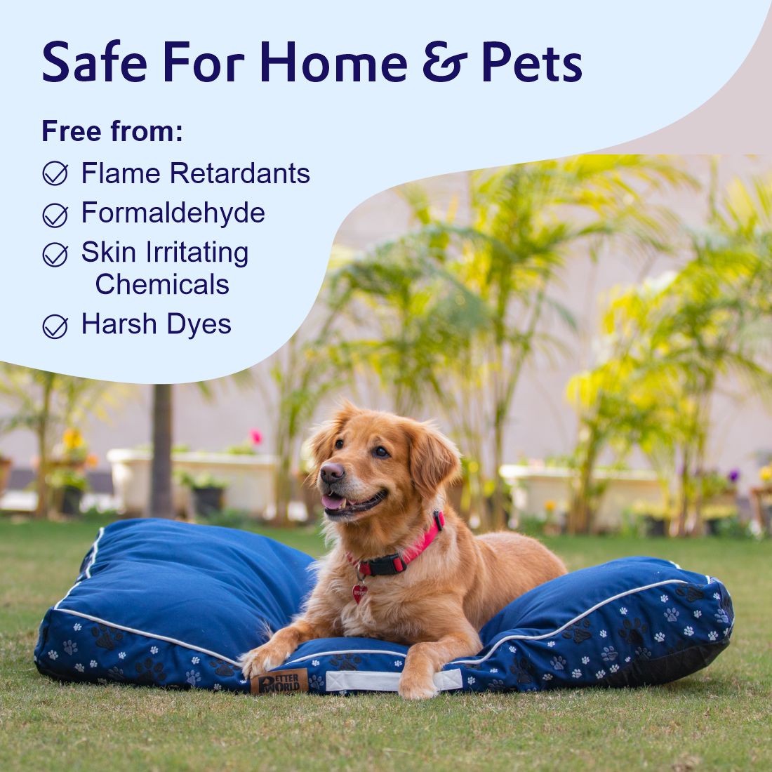 Waterproof & Chewproof Dog Mattress for Small to Extra Large Breeds -  Ensign Blue