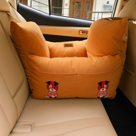 Dog Car Travel Bed with Safety Leash – Washable, Secure & Comfortable (3 Sizes Available)