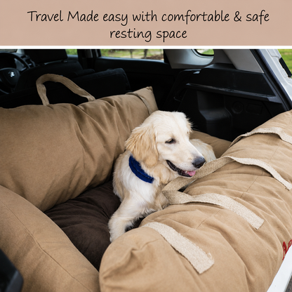 Dog Car Travel Bed with Safety Leash – Washable, Secure & Comfortable (4 Sizes)