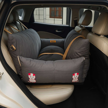 Dog Car Travel Bed with Safety Leash – Washable, Secure & Comfortable (3 Sizes Available)