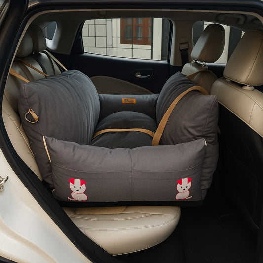 Dog Car Travel Bed with Safety Leash – Washable, Secure & Comfortable (3 Sizes Available)