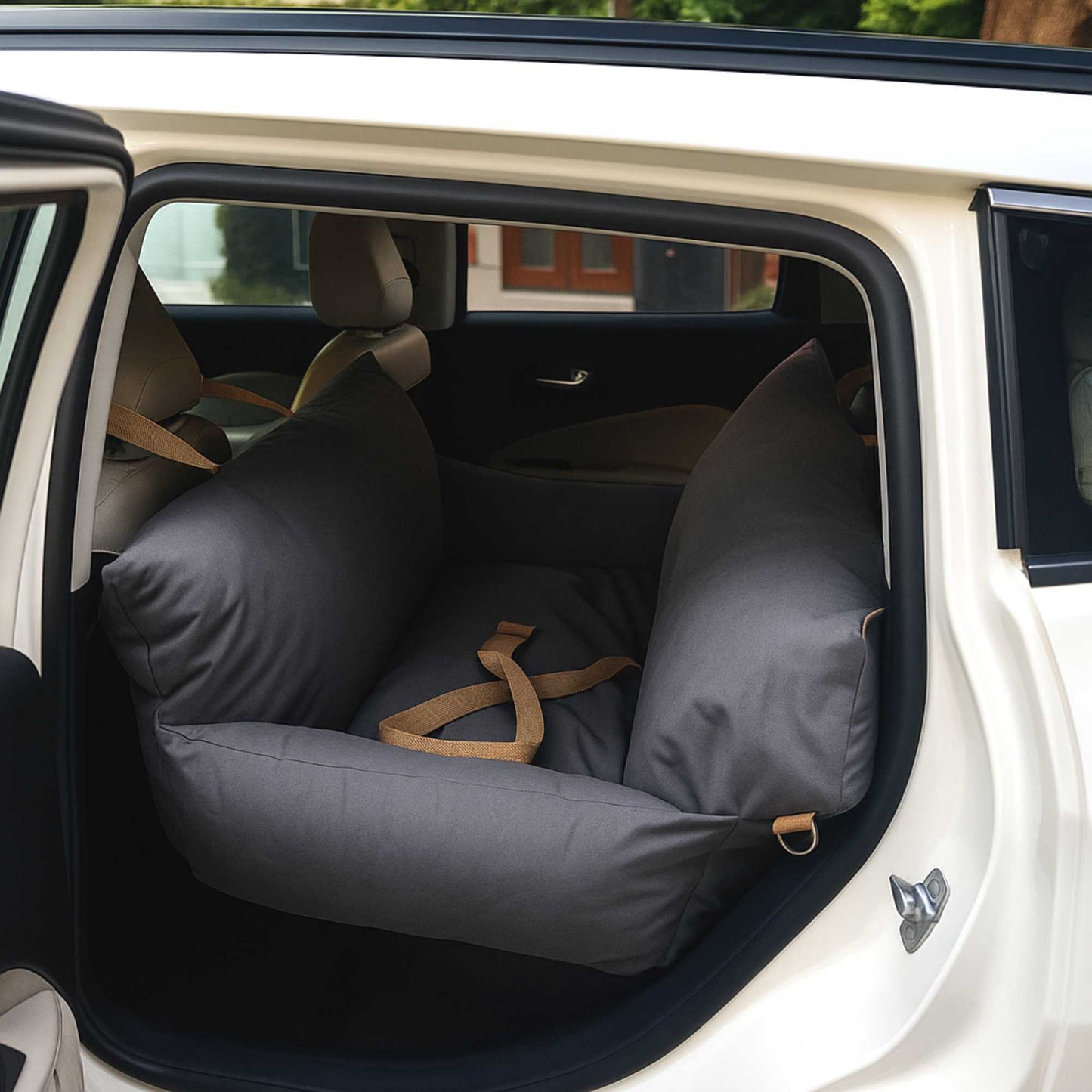 Dog Car Travel Bed with Safety Leash – Washable, Secure & Comfortable (3 Sizes Available)