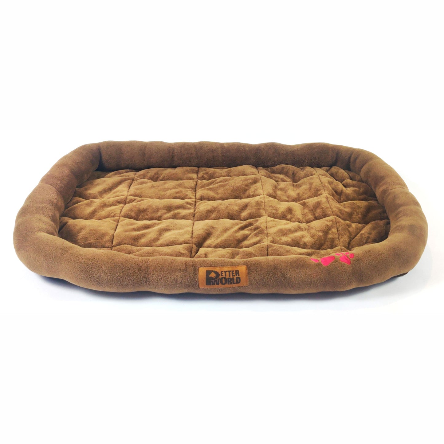 All Weather Ultra Soft Dog Mat with Padded Perimeters for Head & Jaw Support, Mocha Brown