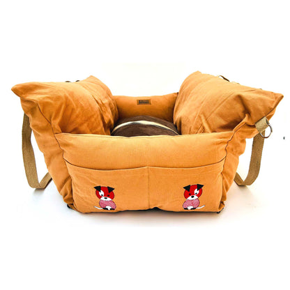 Dog Car Travel Bed with Safety Leash – Washable, Secure & Comfortable (3 Sizes Available)