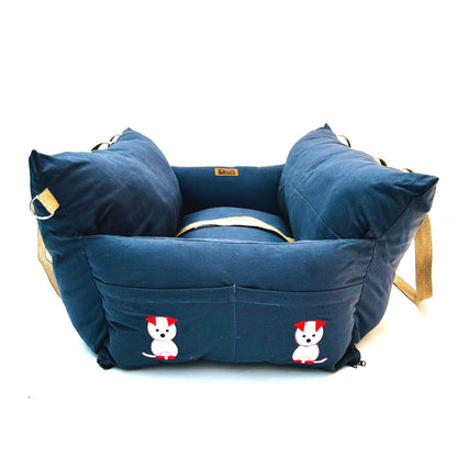 Dog Car Travel Bed with Safety Leash – Washable, Secure & Comfortable (3 Sizes Available)