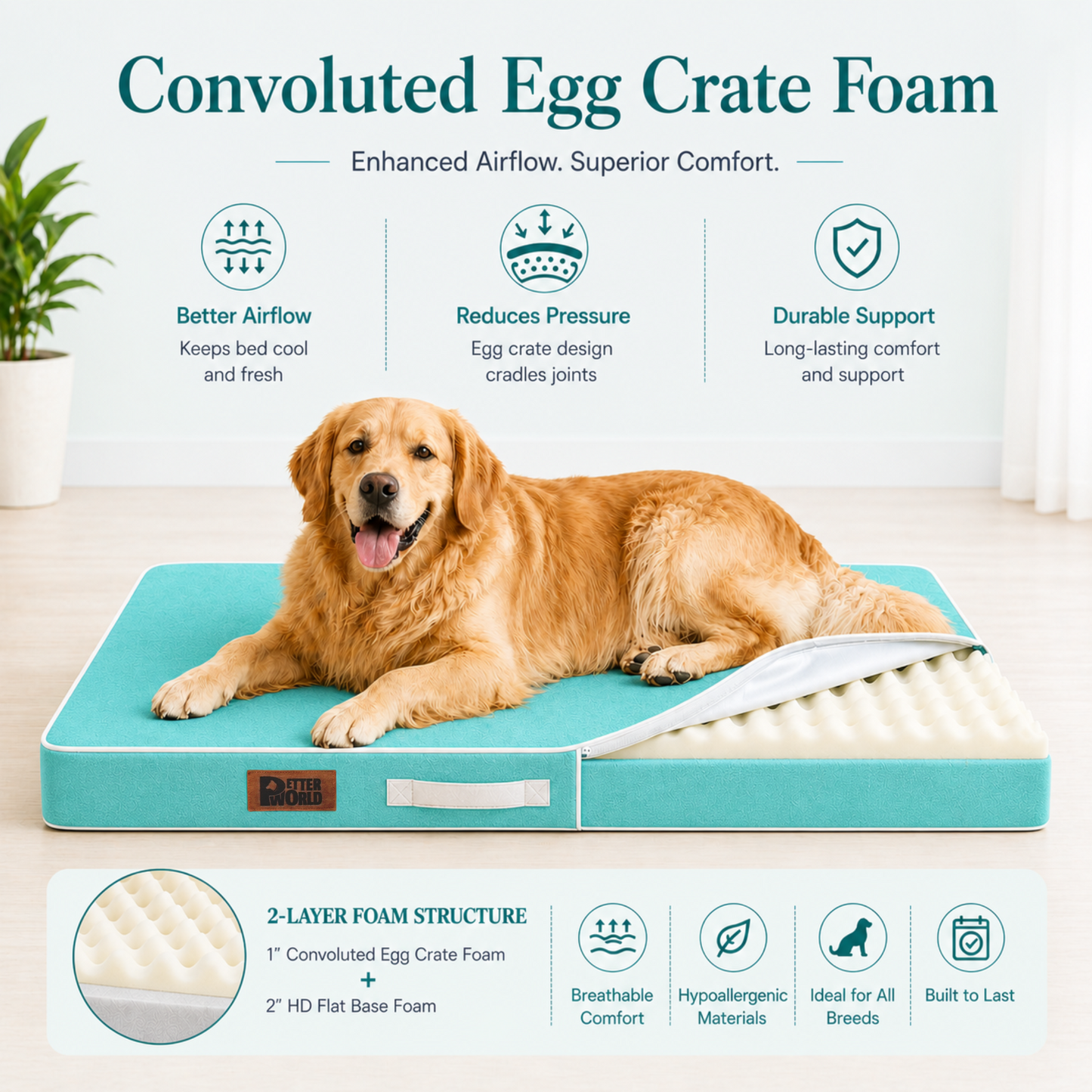Summer Cooling Bed for Dogs | Orthopaedic Support with 2 Foam Options | Washable, Anti Skid | ALL BREEDS & ALL AGES