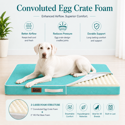 Summer Cooling Bed for Dogs | Orthopaedic Support with 2 Foam Options | Washable, Anti Skid | ALL BREEDS & ALL AGES