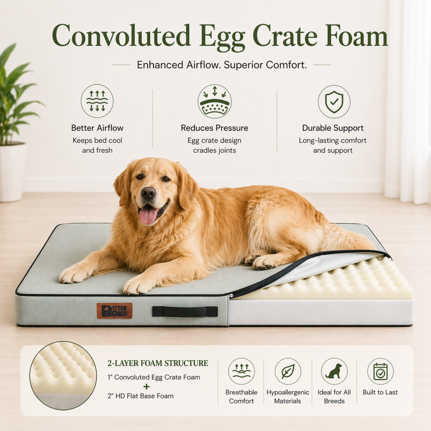 Summer Cooling Bed for Dogs | Orthopaedic Support with 2 Foam Options | Washable, Anti Skid | ALL BREEDS & ALL AGES