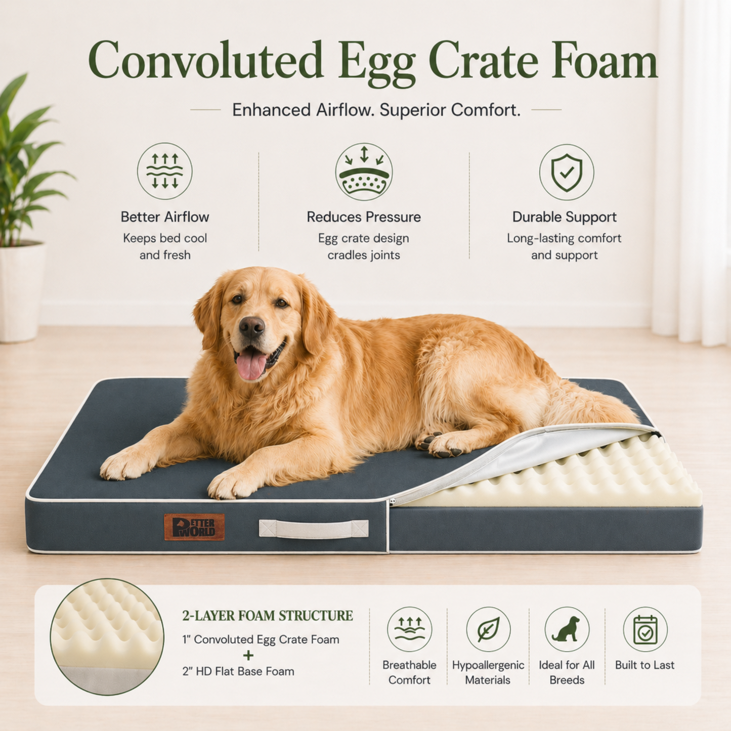 Summer Cooling Bed for Dogs | Orthopaedic Support with 2 Foam Options | Washable, Anti Skid | ALL BREEDS & ALL AGES