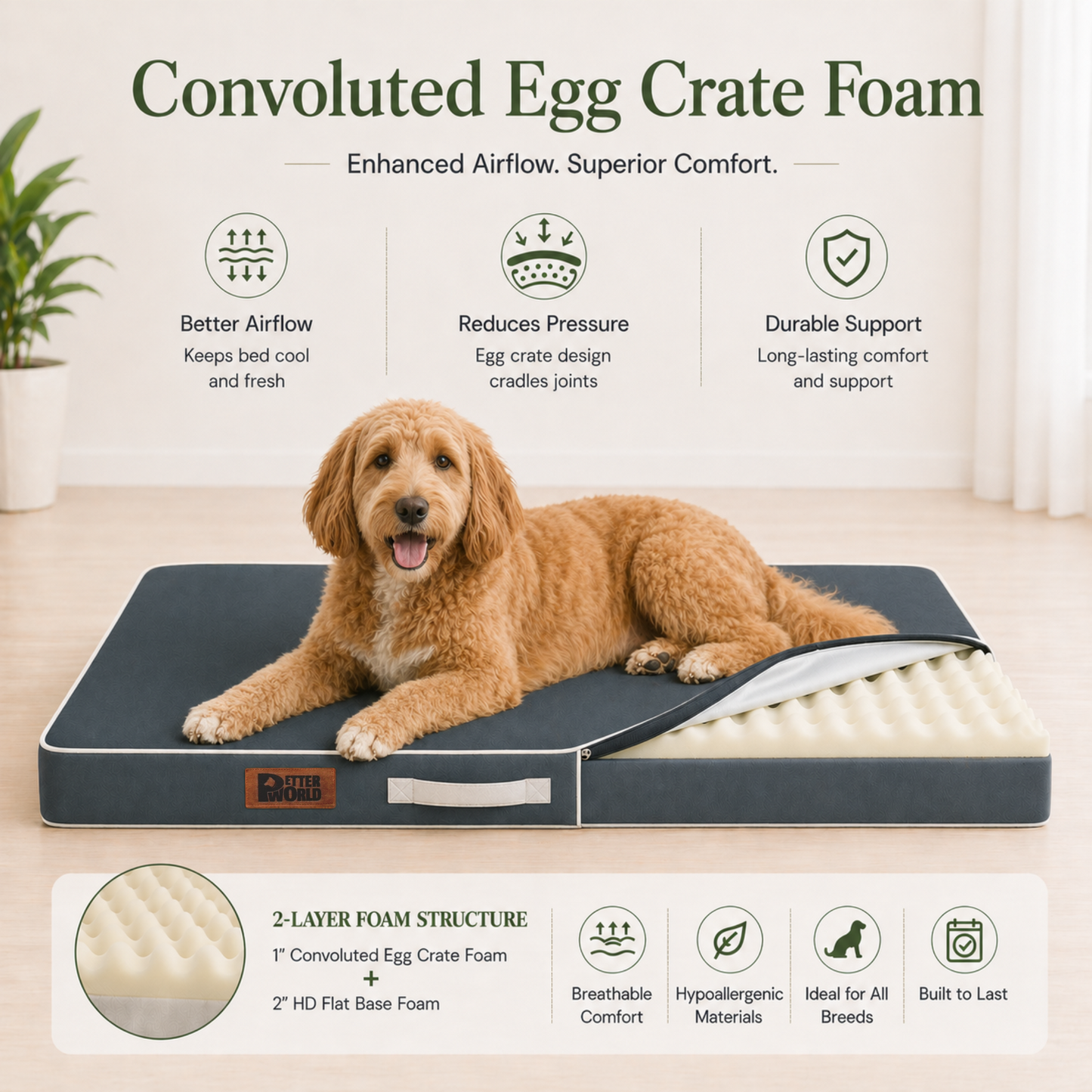 Summer Cooling Bed for Dogs | Orthopaedic Support with 2 Foam Options | Washable, Anti Skid | ALL BREEDS & ALL AGES