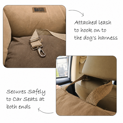 Dog Car Travel Bed with Safety Leash – Washable, Secure & Comfortable (4 Sizes)