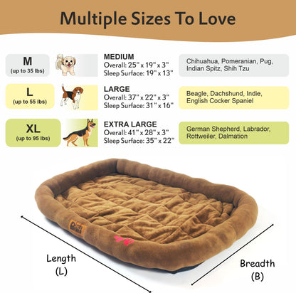 All Weather Ultra Soft Dog Mat with Padded Perimeters for Head & Jaw Support, Mocha Brown