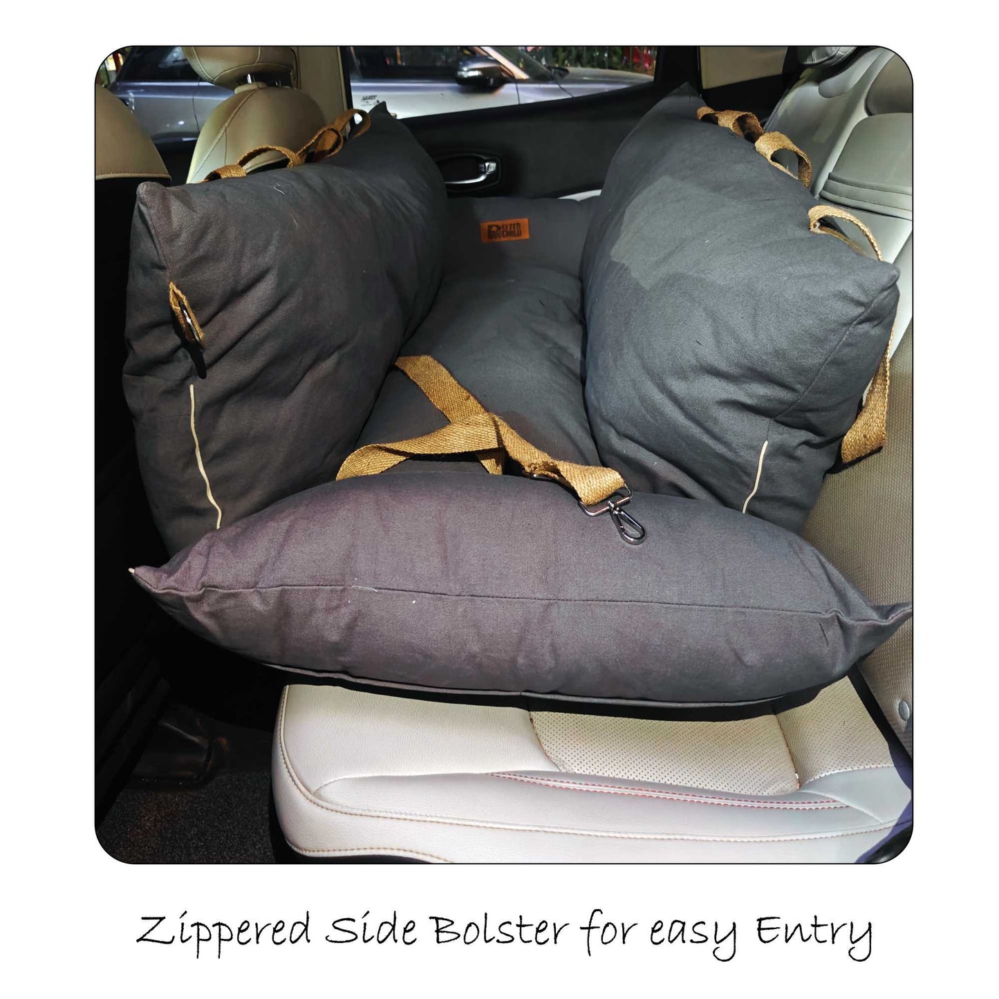 Dog Car Travel Bed with Safety Leash – Washable, Secure & Comfortable (3 Sizes Available)