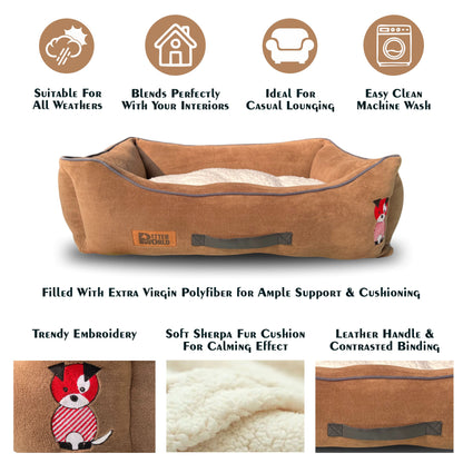 Luxury Mocha Brown Lounger Bed with Removable Cushion