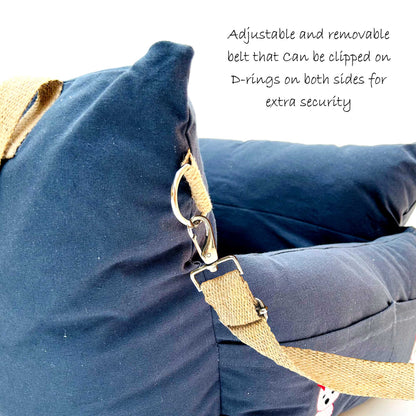 Dog Car Travel Bed with Safety Leash – Washable, Secure & Comfortable (3 Sizes Available)