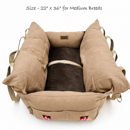 Dog Car Travel Bed with Safety Leash – Washable, Secure & Comfortable (4 Sizes)