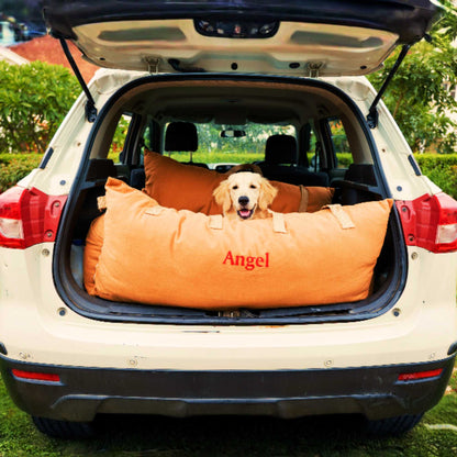 Dog Car Travel Bed with Safety Leash – Washable, Secure & Comfortable (4 Sizes)