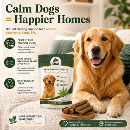 Petter World Calming Sticks for Dogs with Hemp Oil | Anti Anxiety Functional Dog Treats | 70g