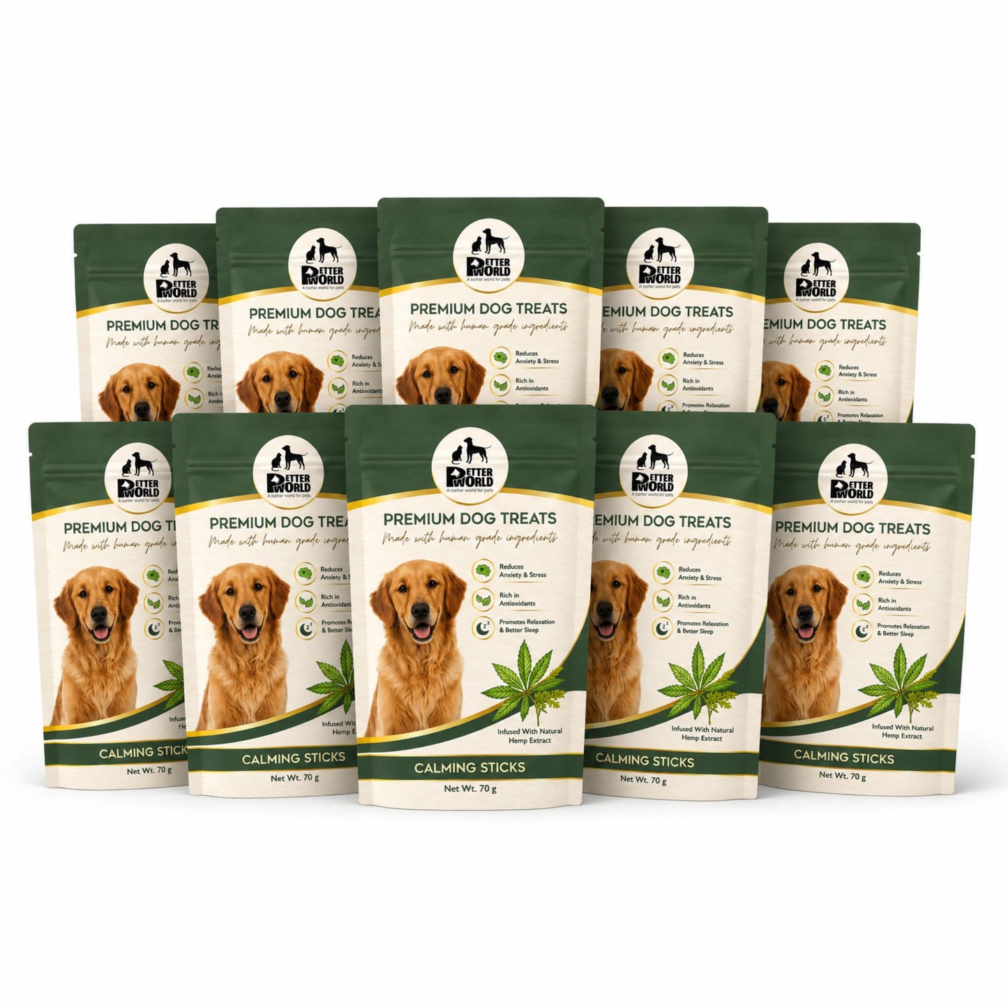 Petter World Calming Sticks for Dogs with Hemp Oil | Anti Anxiety Functional Dog Treats | 70g