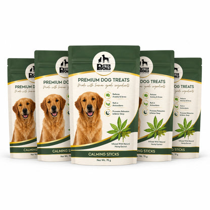 Petter World Calming Sticks for Dogs with Hemp Oil | Anti Anxiety Functional Dog Treats | 70g