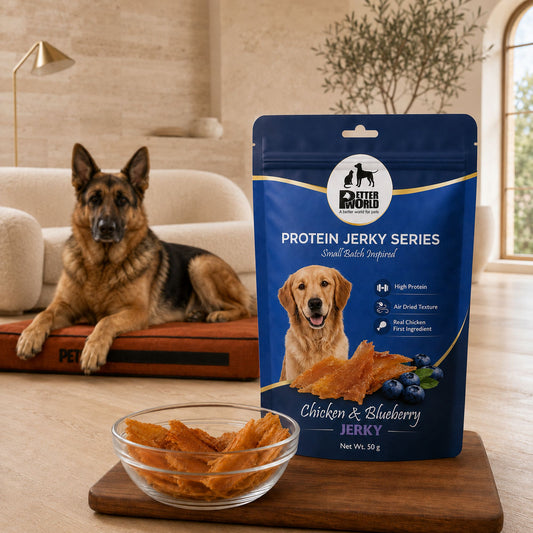 Petter World Chicken & Blueberry Jerky for Dogs | Premium Protein Dog Treats | 50g