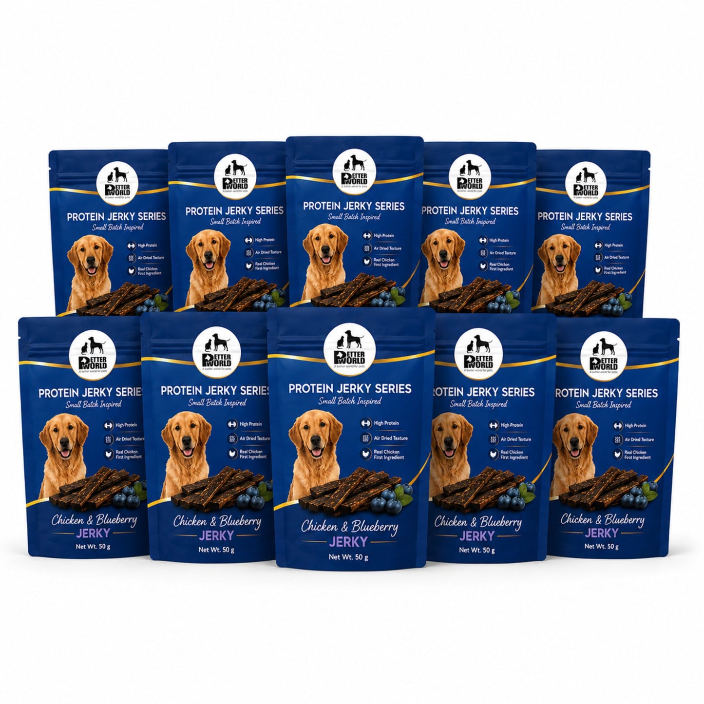 Petter World Chicken & Blueberry Jerky for Dogs | Premium Protein Dog Treats | 50g