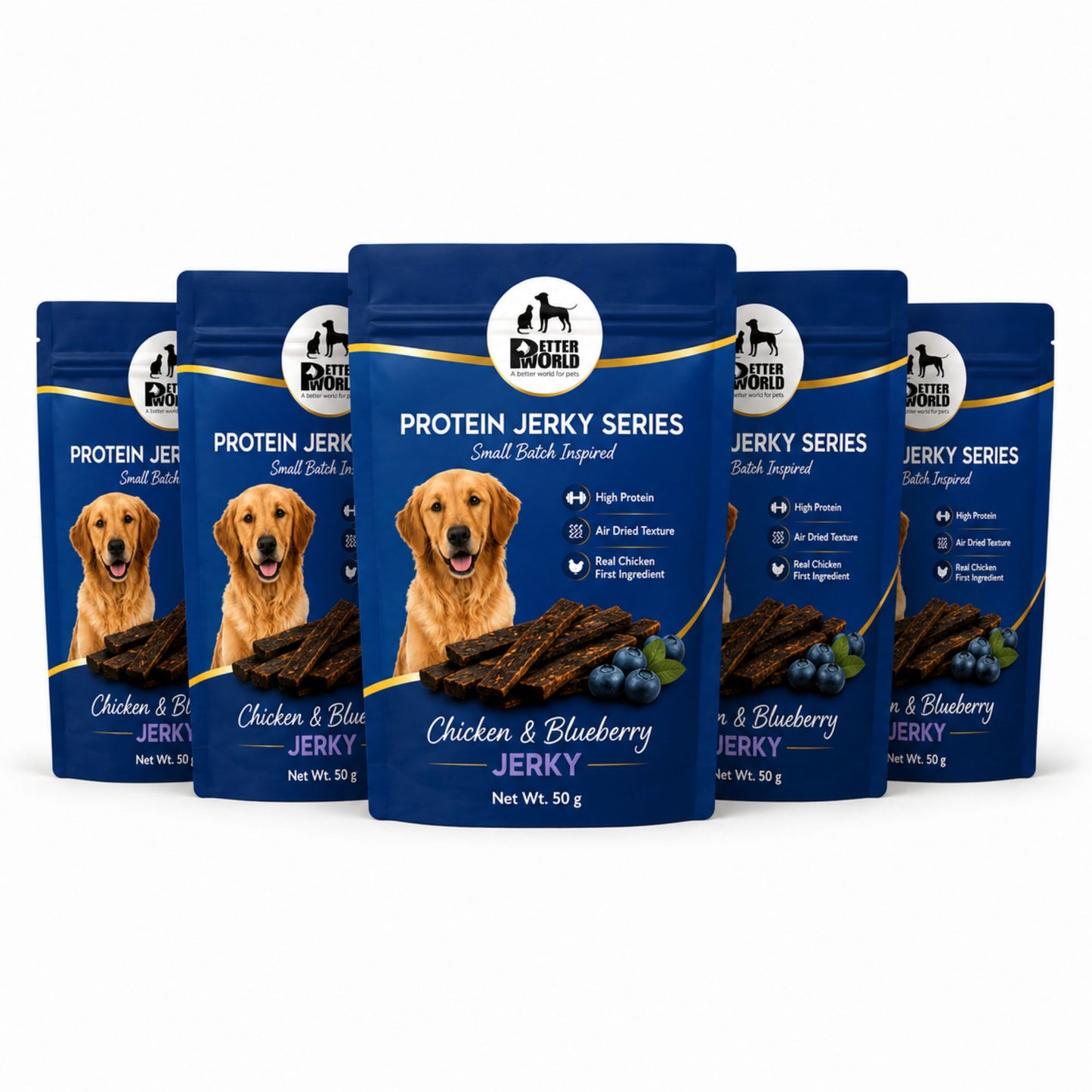 Petter World Chicken & Blueberry Jerky for Dogs | Premium Protein Dog Treats | 50g