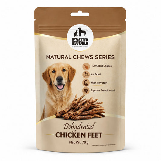 Petter World Dehydrated Chicken Feet for Dogs | Natural Crunchy Dog Chews | 70g