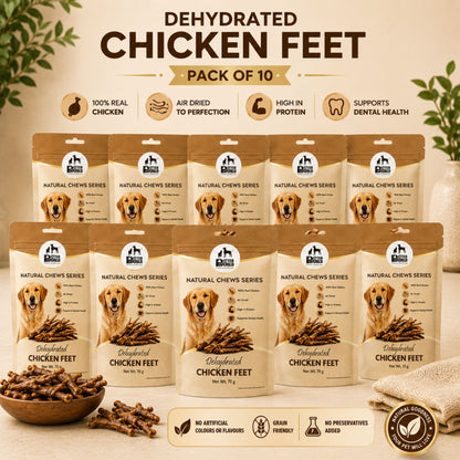 Petter World Dehydrated Chicken Feet for Dogs | Natural Crunchy Dog Chews | 70g