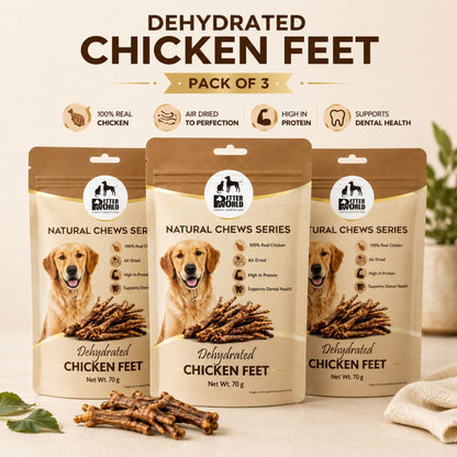 Petter World Dehydrated Chicken Feet for Dogs | Natural Crunchy Dog Chews | 70g