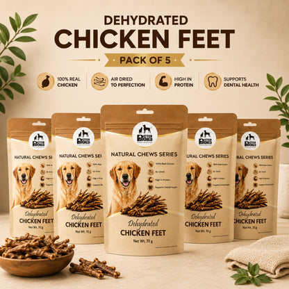 Petter World Dehydrated Chicken Feet for Dogs | Natural Crunchy Dog Chews | 70g