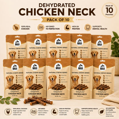 Petter World Dehydrated Chicken Neck for Dogs | Natural Chew Dog Treats | 70g