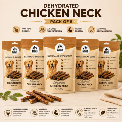 Petter World Dehydrated Chicken Neck for Dogs | Natural Chew Dog Treats | 70g