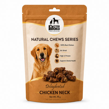 Petter World Dehydrated Chicken Neck for Dogs | Natural Chew Dog Treats | 70g