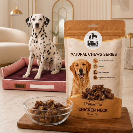 Petter World Dehydrated Chicken Neck for Dogs | Natural Chew Dog Treats | 70g