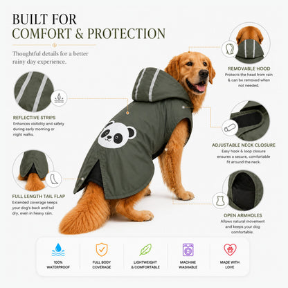 Petter World Waterproof Dog Raincoat with Removable Hood & Reflective Strips