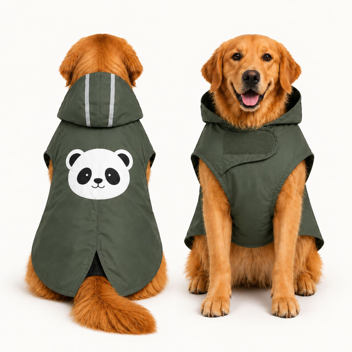 Petter World WildWood Panda Dog Windcheater - Light Weight Jacket for Early Winters | Water Repellent | Reflective Strips & Easy Velcro Closure