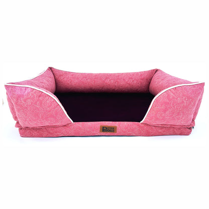 Luxury orthopedic dog sofa bed in pink with embroidered quilted cover – Petter World Imperial Collection