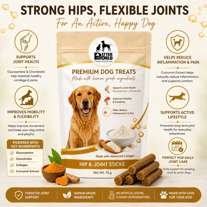 Petter World Hip & Joint Sticks for Dogs with Glucosamine & Collagen | Joint Support Dog Treats | 70g
