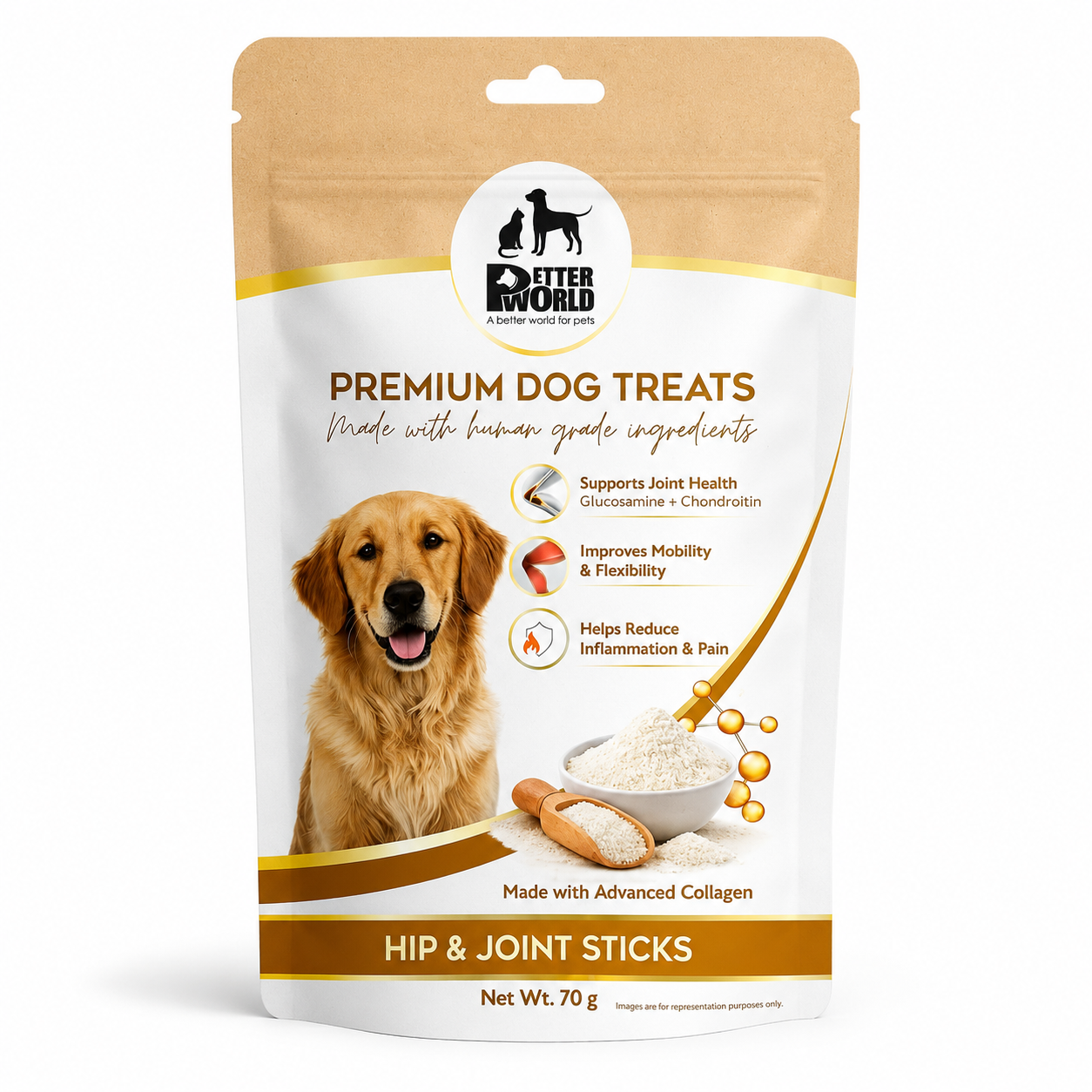 Petter World Hip & Joint Sticks for Dogs with Glucosamine & Collagen | Joint Support Dog Treats | 70g